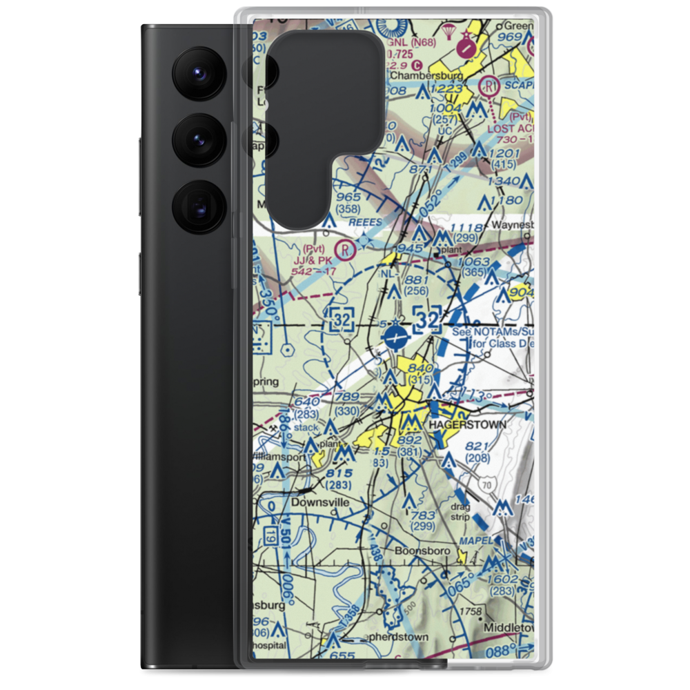 Hagerstown Regional Richard A Henson Field (HGR) VFR Sectional Samsung Case Samsung Galaxy S22 Ultra model shown