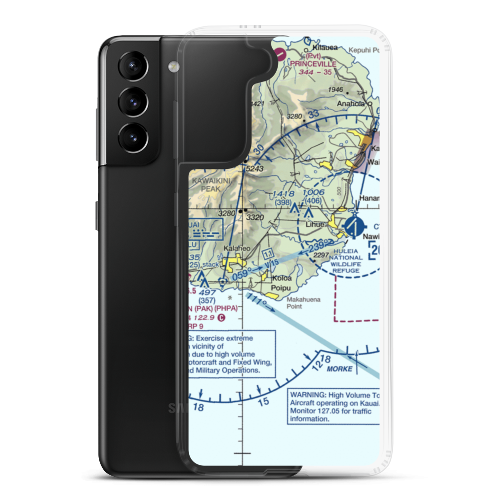 Haiku Airstrip (HI33) VFR Sectional Samsung Case Samsung Galaxy S21 Plus model shown