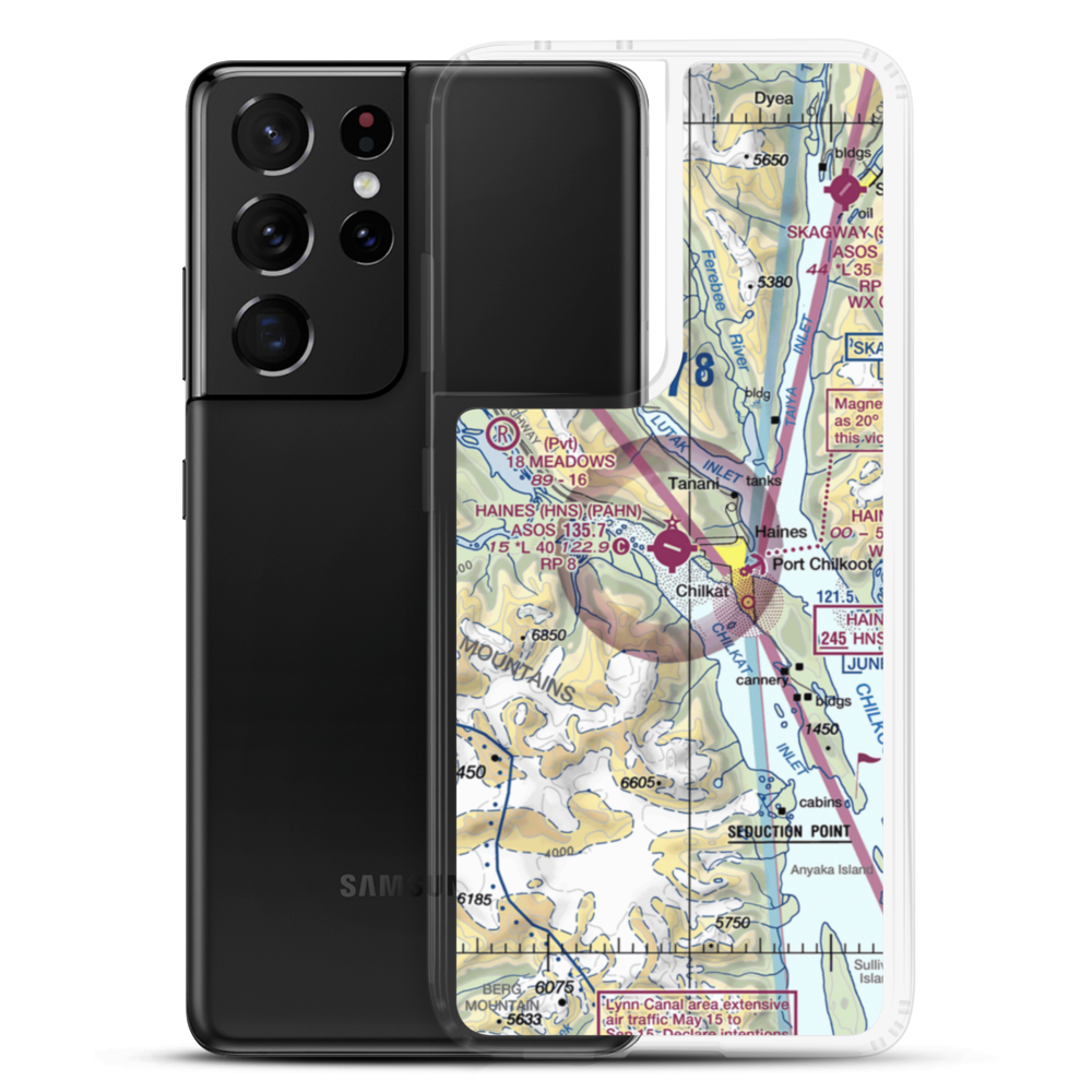 Haines Airport (HNS) VFR Sectional Samsung Case Samsung Galaxy S21 Ultra model shown