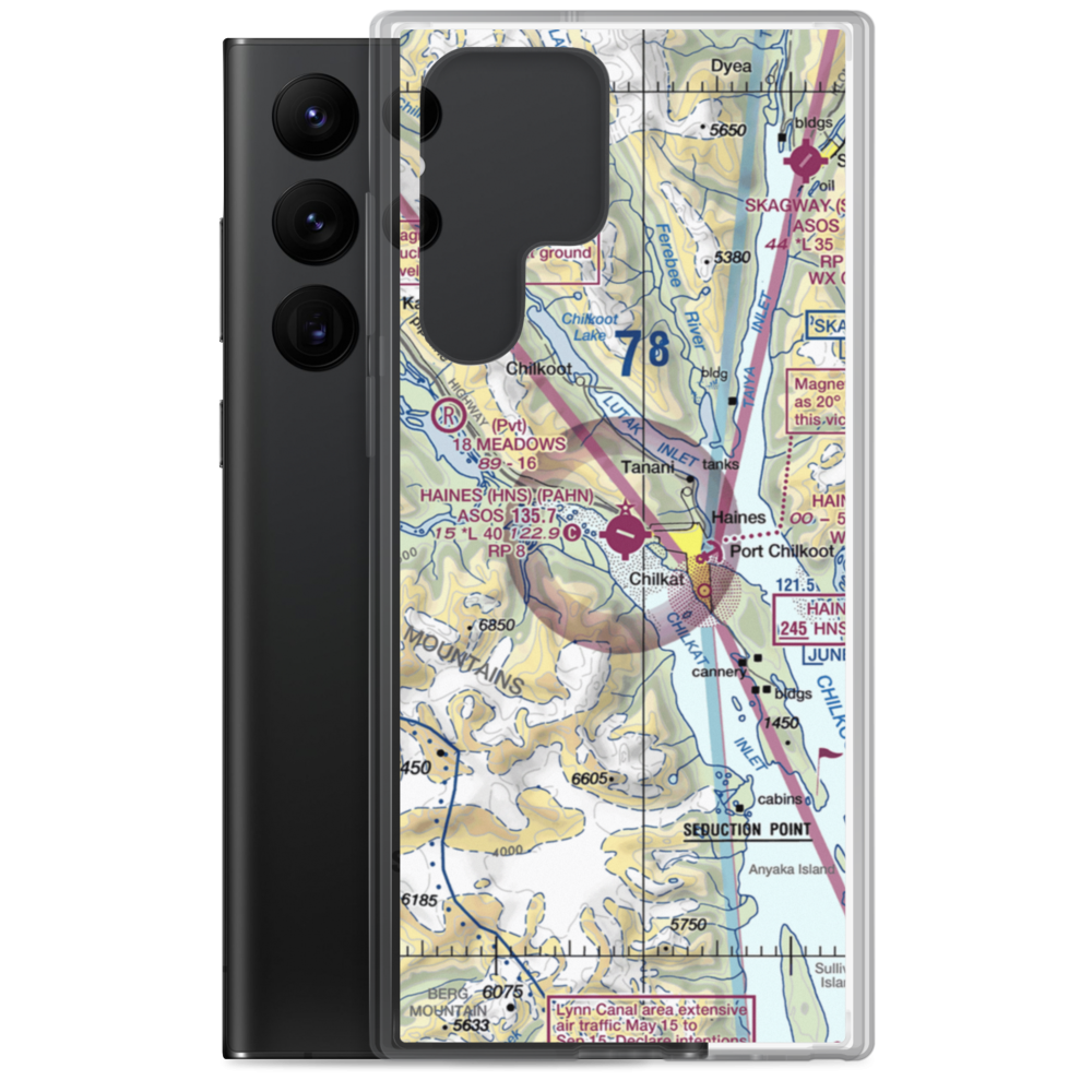 Haines Airport (HNS) VFR Sectional Samsung Case Samsung Galaxy S22 Ultra model shown