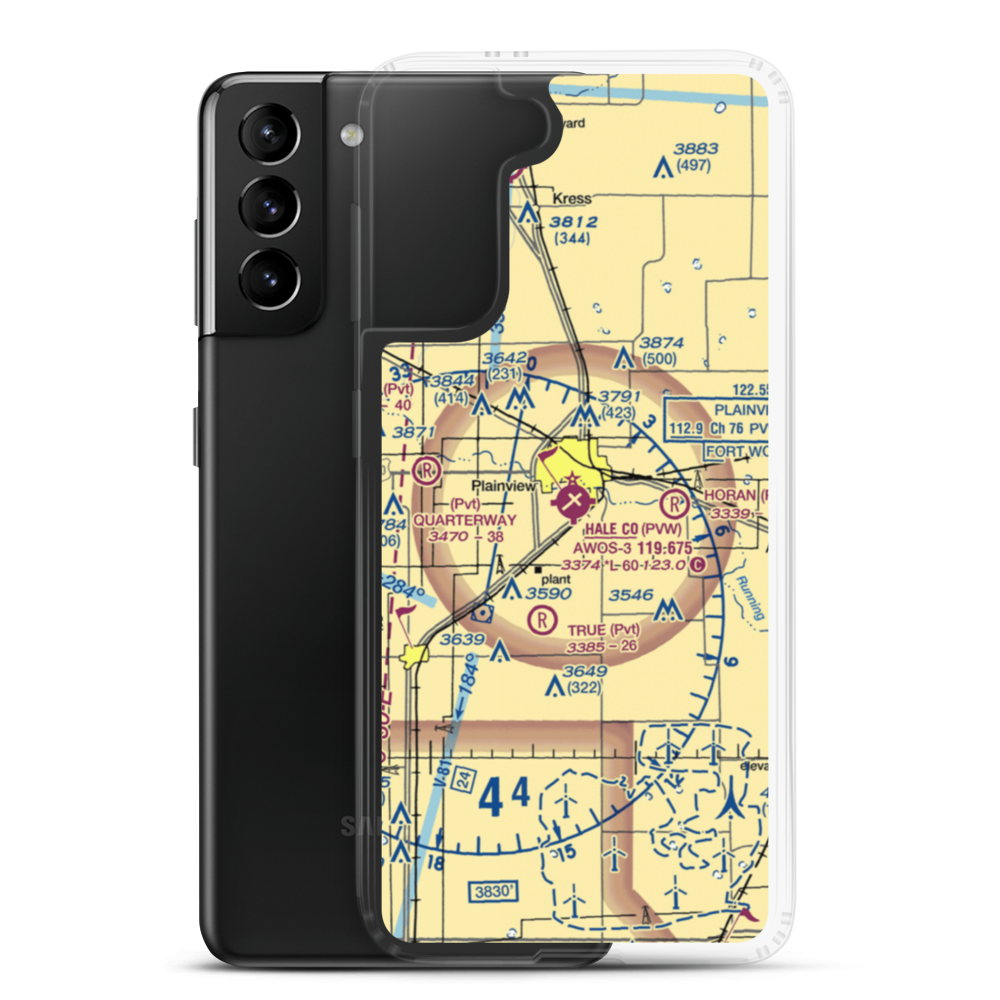 Hale County Airport (PVW) VFR Sectional Samsung Case Samsung Galaxy S21 Plus model shown