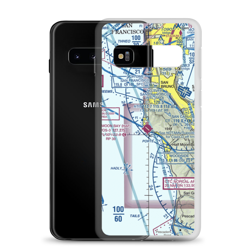 Half Moon Bay Airport (HAF) VFR Sectional Samsung Case Samsung Galaxy S10 model shown