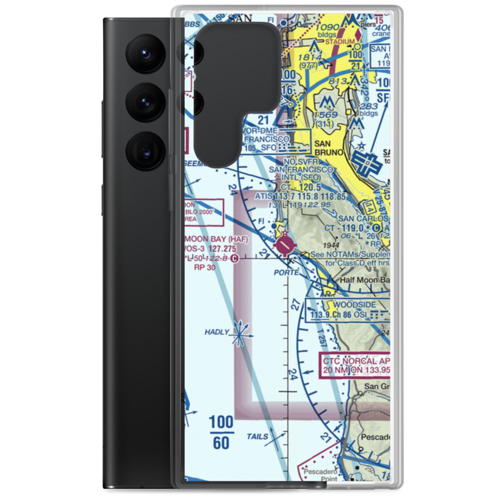 Half Moon Bay Airport (HAF) VFR Sectional Samsung Case Samsung Galaxy S22 Ultra model shown
