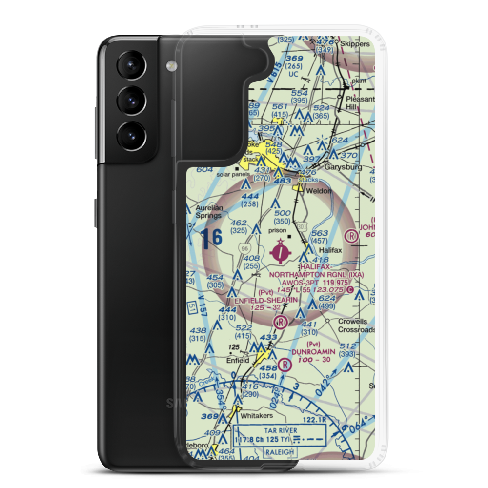 Halifax-Northampton Regional Airport (IXA) VFR Sectional Samsung Case Samsung Galaxy S21 Plus model shown