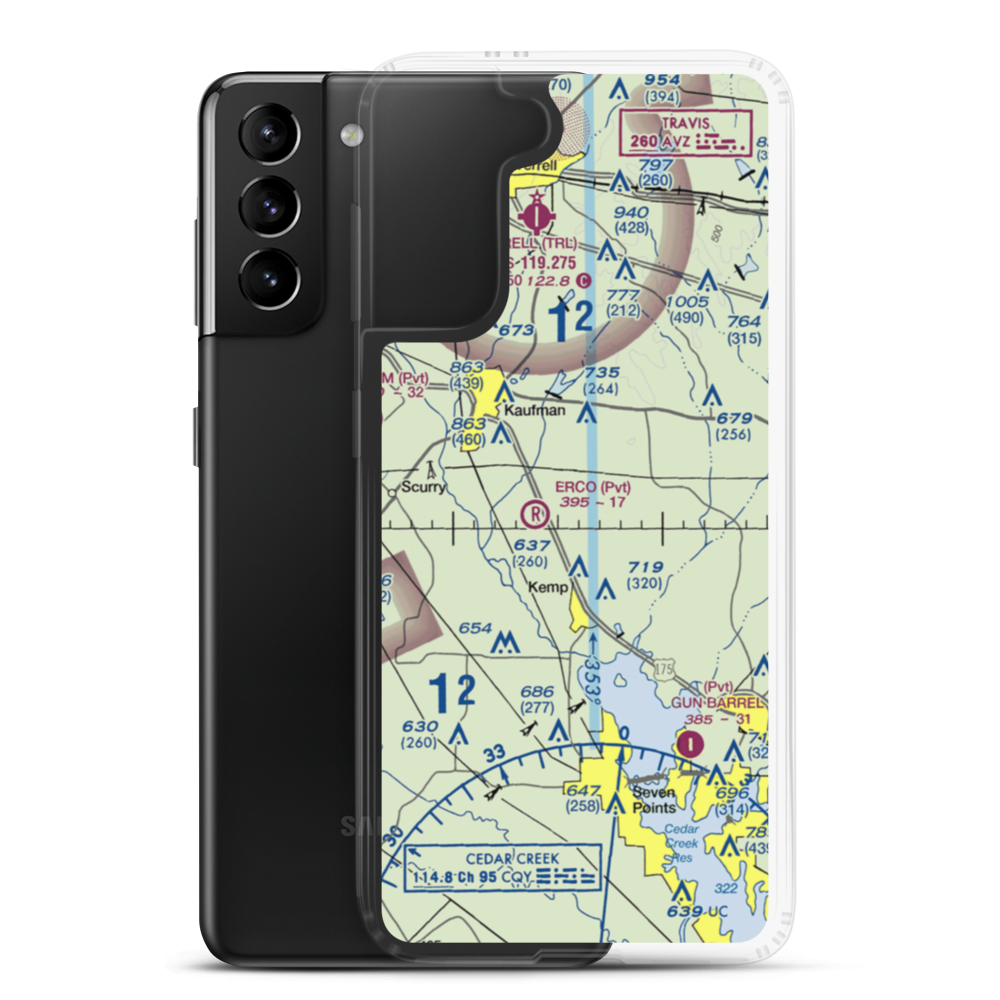 Hall Airport (K00) VFR Sectional Samsung Case Samsung Galaxy S21 Plus model shown