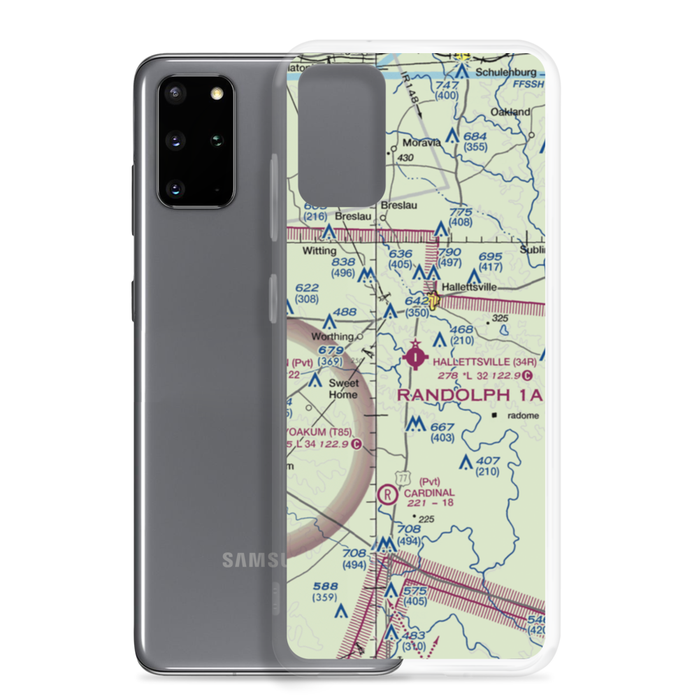 Hallettsville Municipal Airport (34R) VFR Sectional Samsung Case Samsung Galaxy S20 Plus model shown