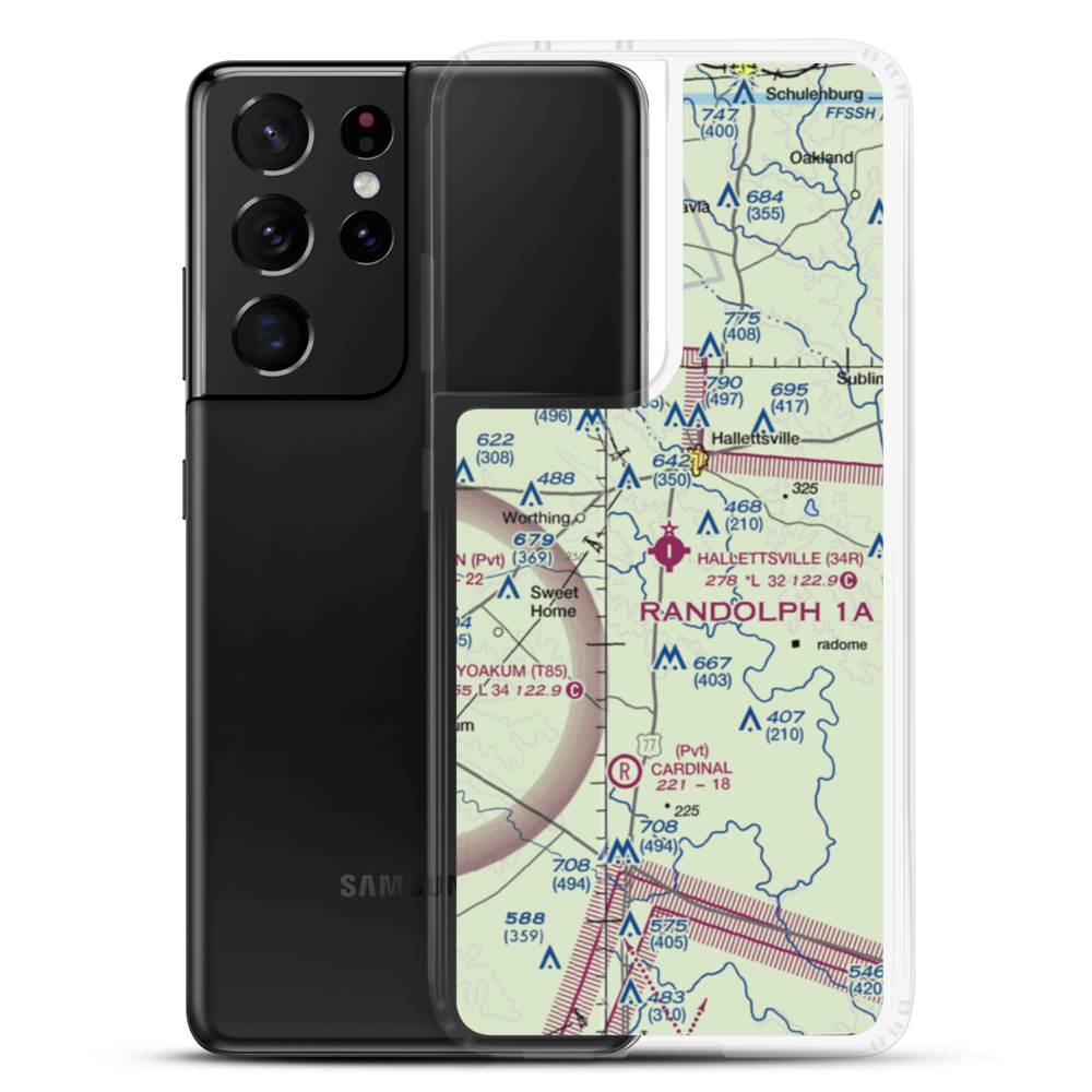 Hallettsville Municipal Airport (34R) VFR Sectional Samsung Case Samsung Galaxy S21 Ultra model shown