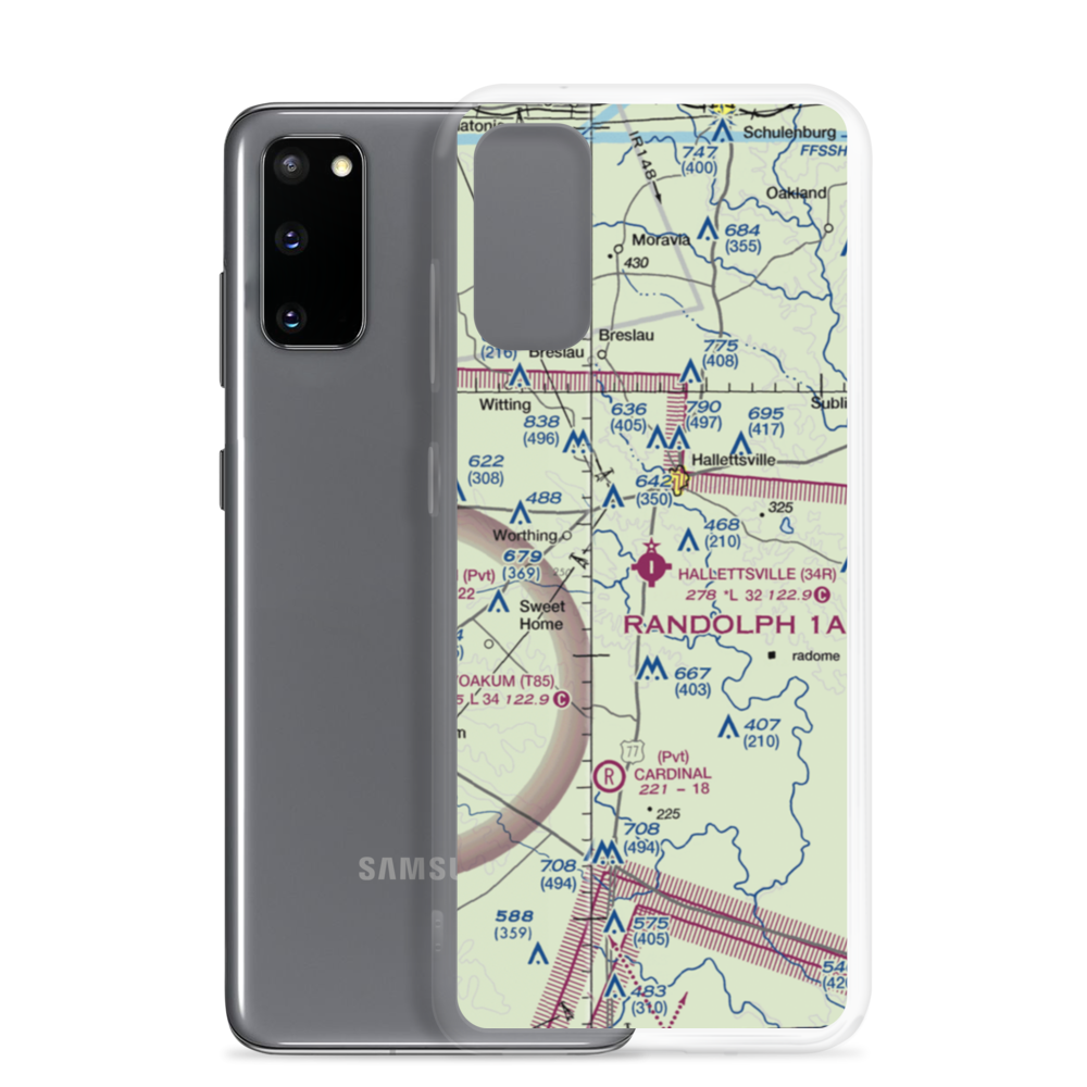 Hallettsville Municipal Airport (34R) VFR Sectional Samsung Case Samsung Galaxy S20 model shown