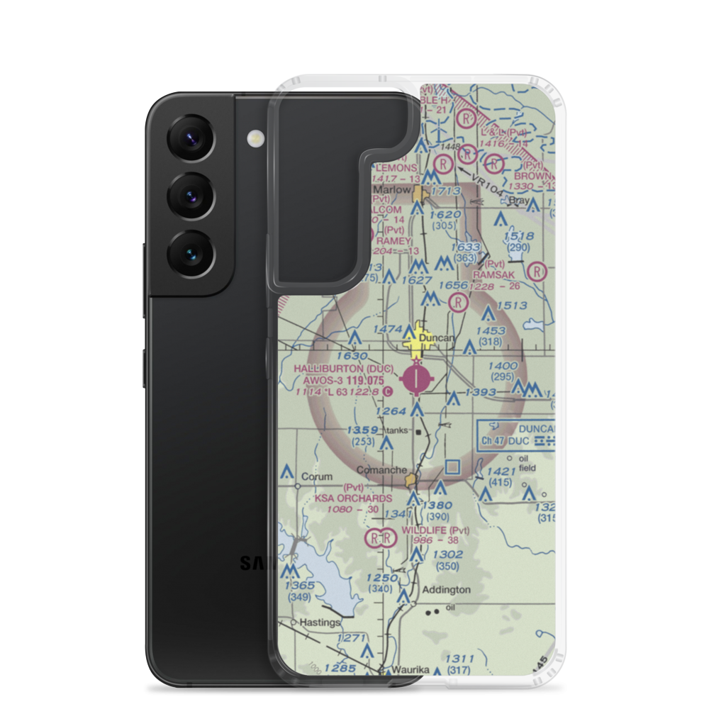 Halliburton Field (DUC) VFR Sectional Samsung Case Samsung Galaxy S22 model shown