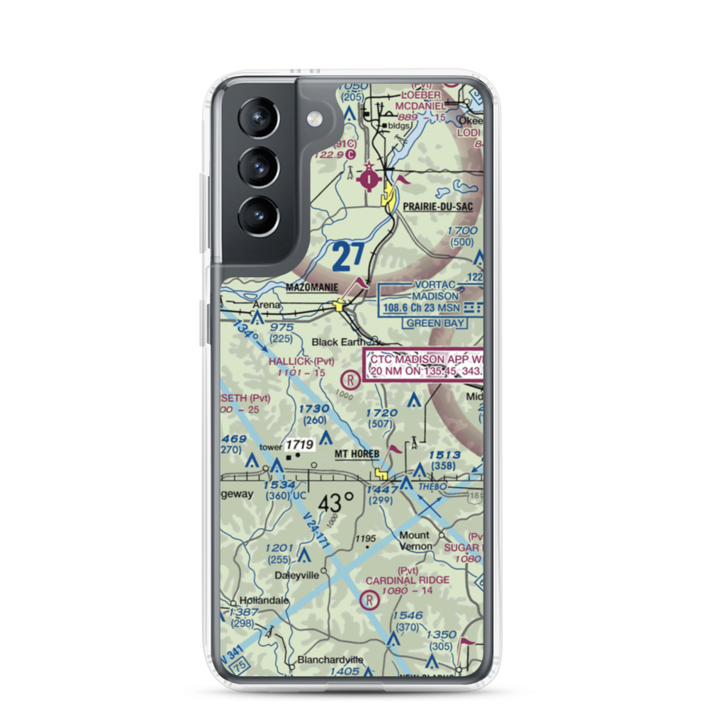 Hallick Farm Airport (WI66) VFR Sectional Samsung Case Samsung Galaxy S21 model shown
