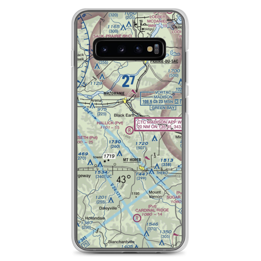 Hallick Farm Airport (WI66) VFR Sectional Samsung Case Samsung Galaxy S10+ model shown