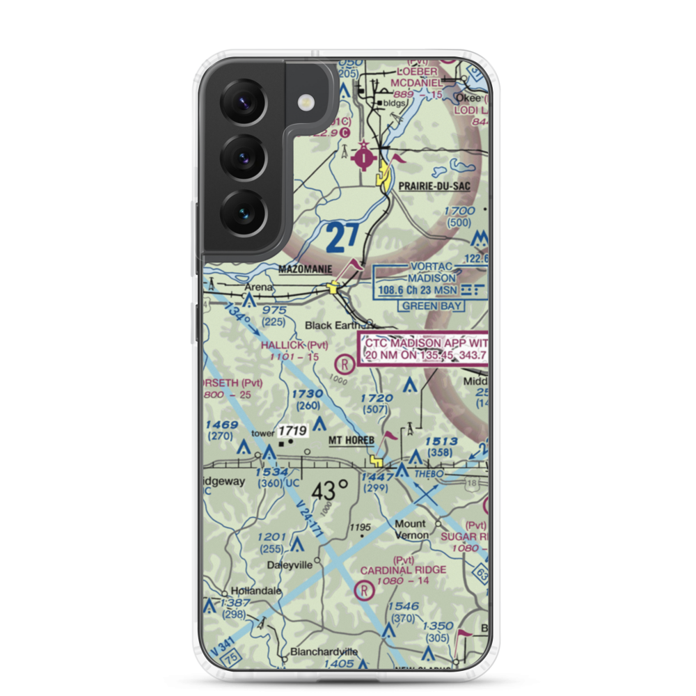 Hallick Farm Airport (WI66) VFR Sectional Samsung Case Samsung Galaxy S22 Plus model shown