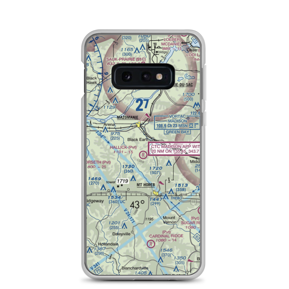 Hallick Farm Airport (WI66) VFR Sectional Samsung Case Samsung Galaxy S10e model shown