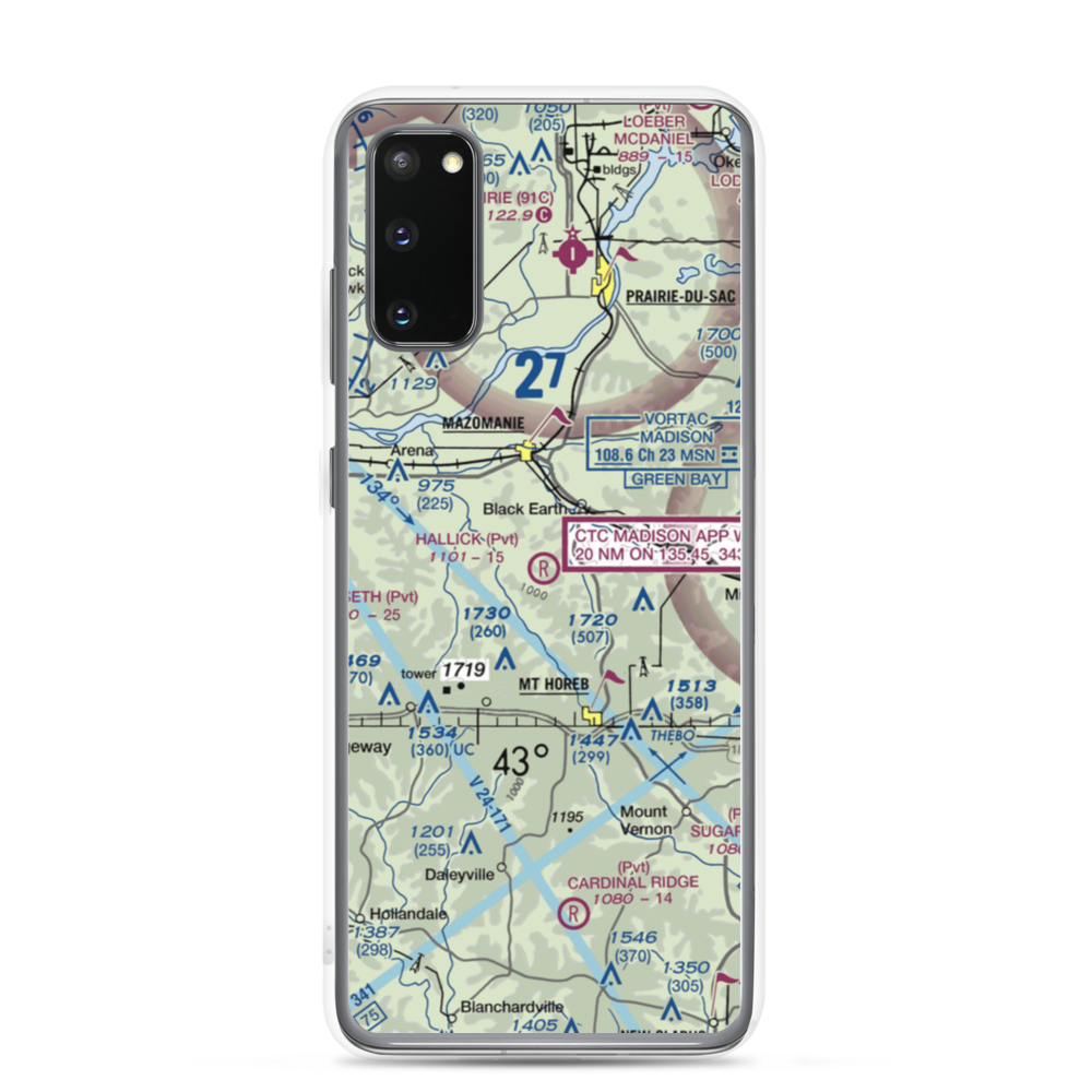 Hallick Farm Airport (WI66) VFR Sectional Samsung Case Samsung Galaxy S20 model shown
