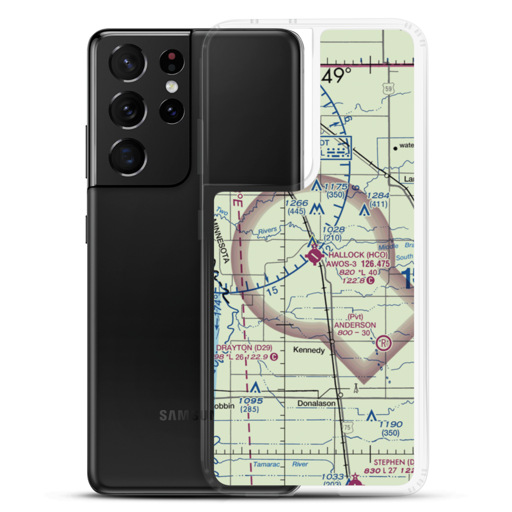 Hallock Municipal Airport (HCO) VFR Sectional Samsung Case Samsung Galaxy S21 Ultra model shown
