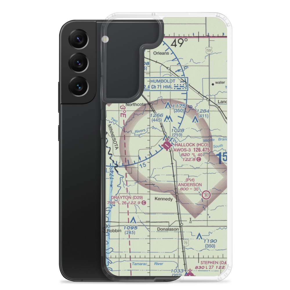 Hallock Municipal Airport (HCO) VFR Sectional Samsung Case Samsung Galaxy S22 Plus model shown
