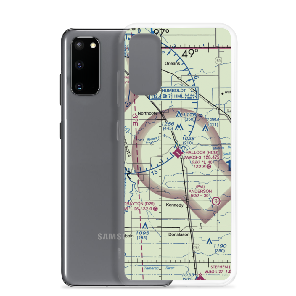 Hallock Municipal Airport (HCO) VFR Sectional Samsung Case Samsung Galaxy S20 model shown