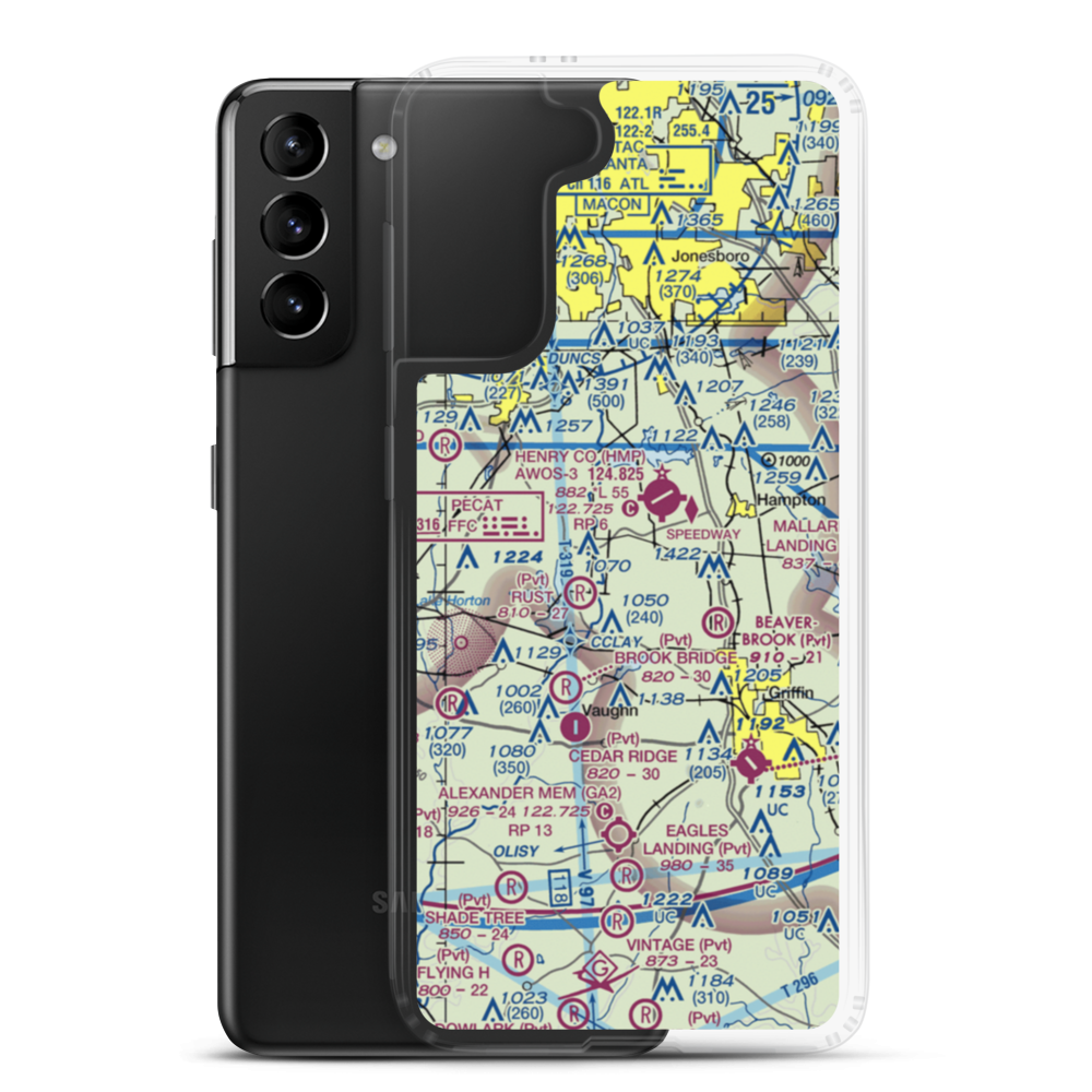 Halls Flying Ranch Airport (0GA0) VFR Sectional Samsung Case Samsung Galaxy S21 Plus model shown