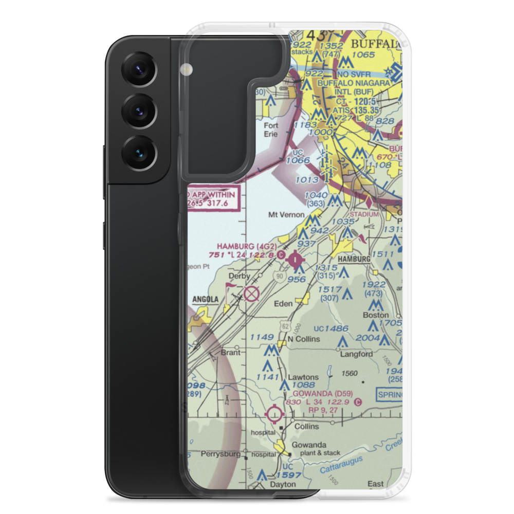 Hamburg Inc Airport (4G2) VFR Sectional Samsung Case Samsung Galaxy S22 Plus model shown