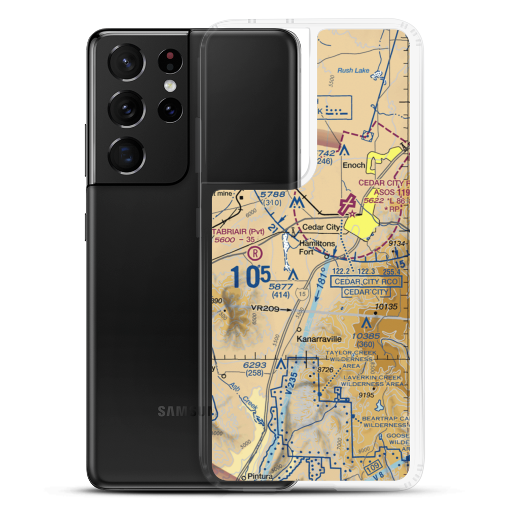Hamilton Fort Ranch Airport (UT80) VFR Sectional Samsung Case Samsung Galaxy S21 Ultra model shown