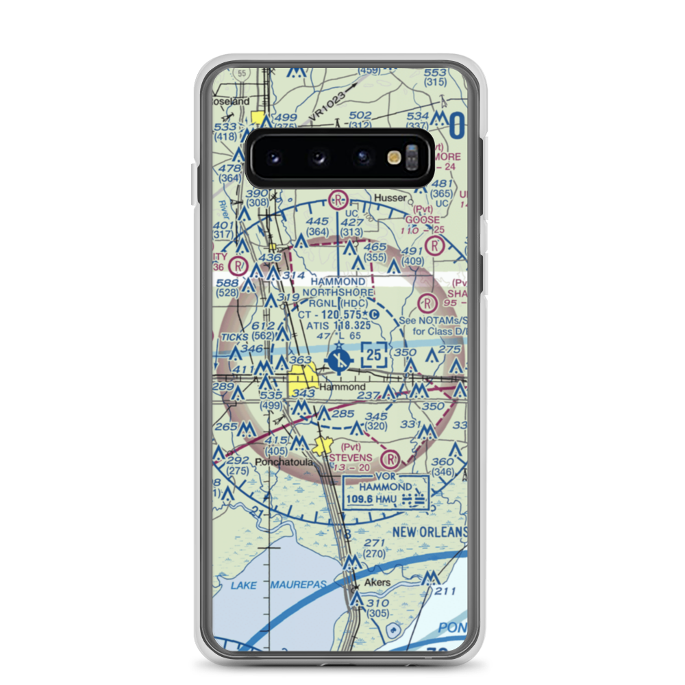 Hammond Northshore Regional Airport (HDC) VFR Sectional Samsung Case Samsung Galaxy S10 model shown