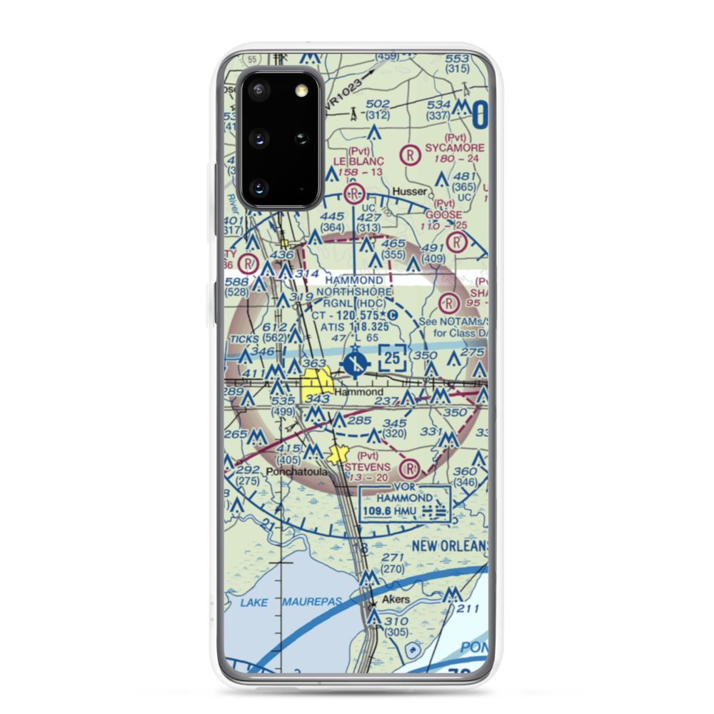 Hammond Northshore Regional Airport (HDC) VFR Sectional Samsung Case Samsung Galaxy S20 Plus model shown