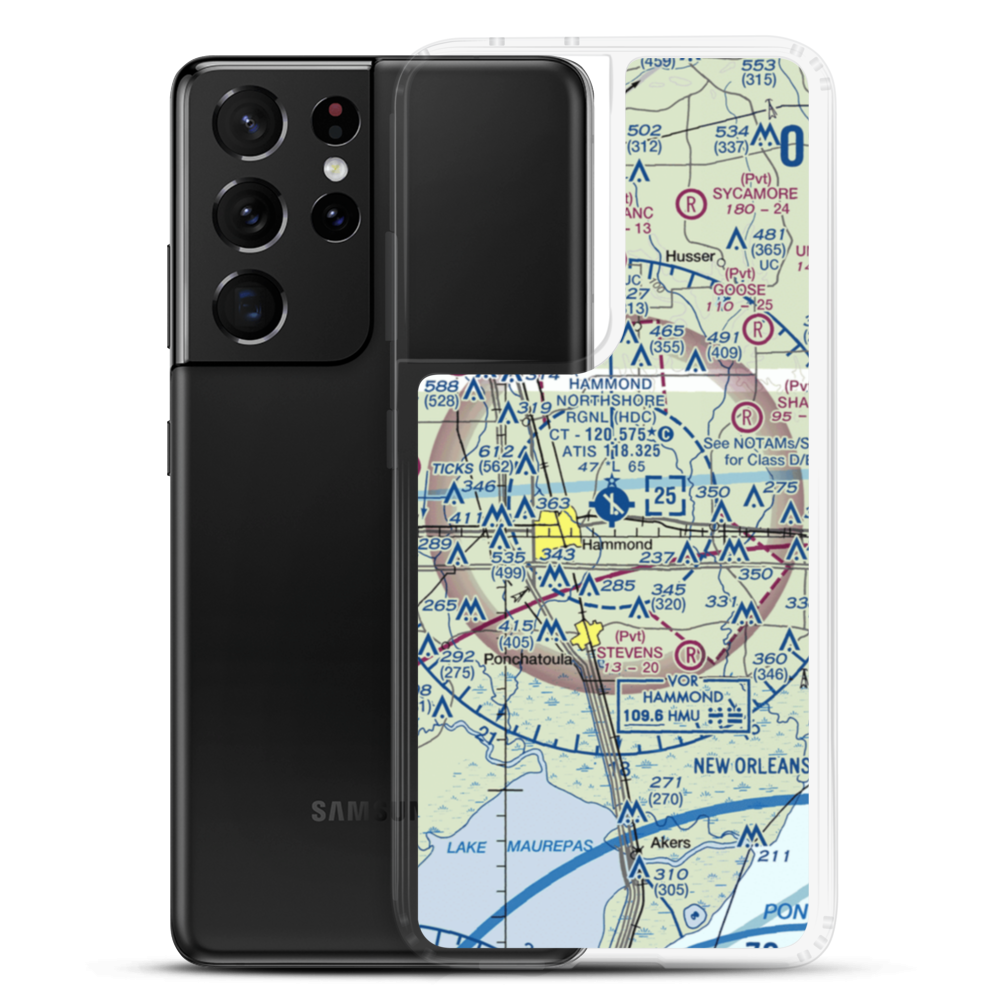 Hammond Northshore Regional Airport (HDC) VFR Sectional Samsung Case Samsung Galaxy S21 Ultra model shown