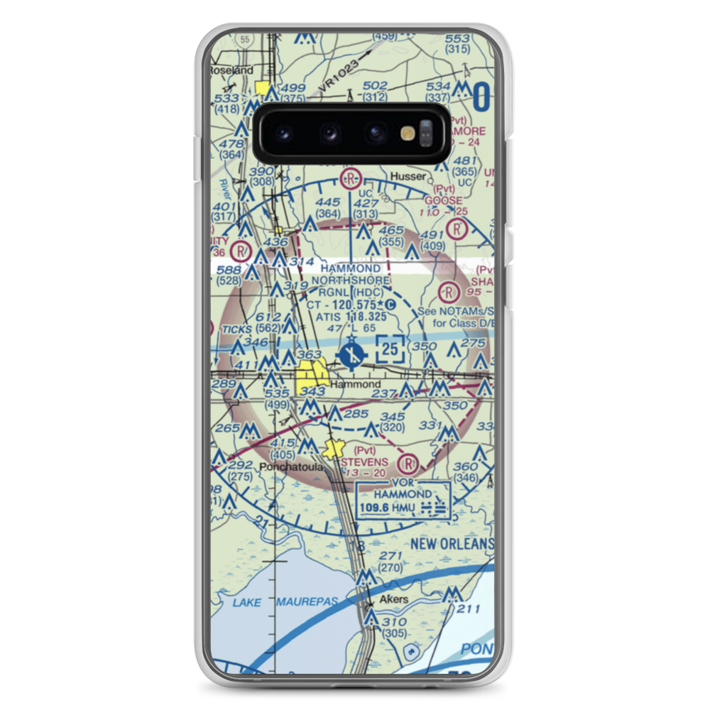Hammond Northshore Regional Airport (HDC) VFR Sectional Samsung Case Samsung Galaxy S10+ model shown