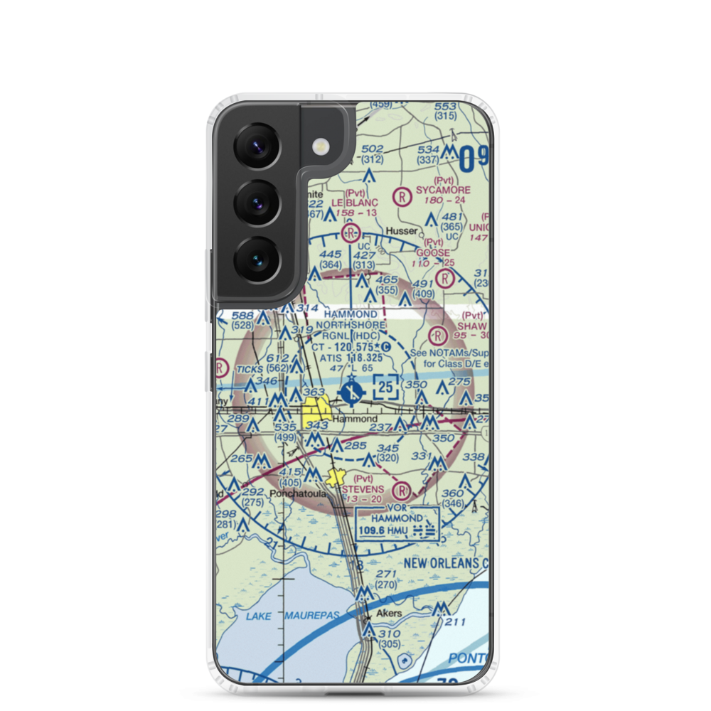 Hammond Northshore Regional Airport (HDC) VFR Sectional Samsung Case Samsung Galaxy S22 model shown