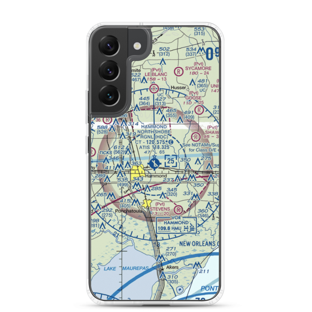Hammond Northshore Regional Airport (HDC) VFR Sectional Samsung Case Samsung Galaxy S22 Plus model shown