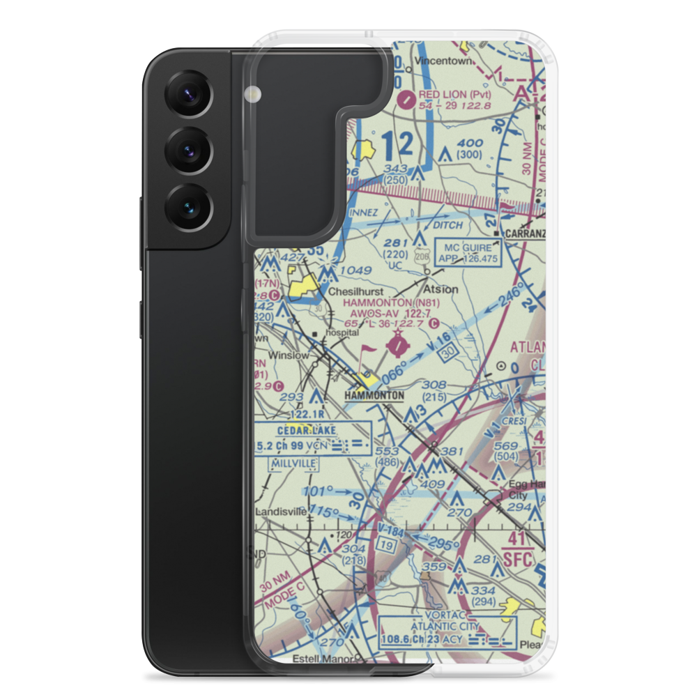 Hammonton Municipal Airport (N81) VFR Sectional Samsung Case Samsung Galaxy S22 Plus model shown