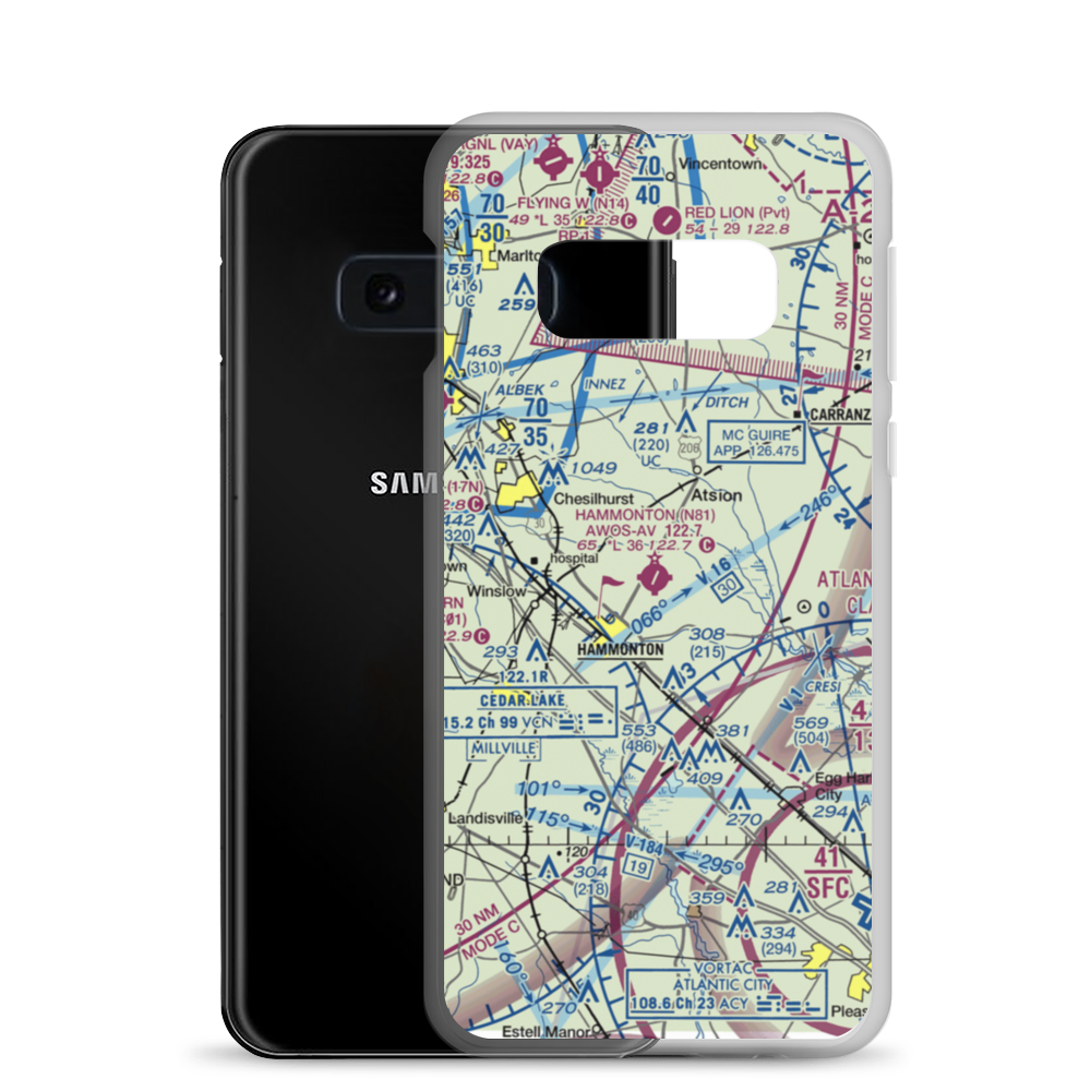 Hammonton Municipal Airport (N81) VFR Sectional Samsung Case Samsung Galaxy S10e model shown