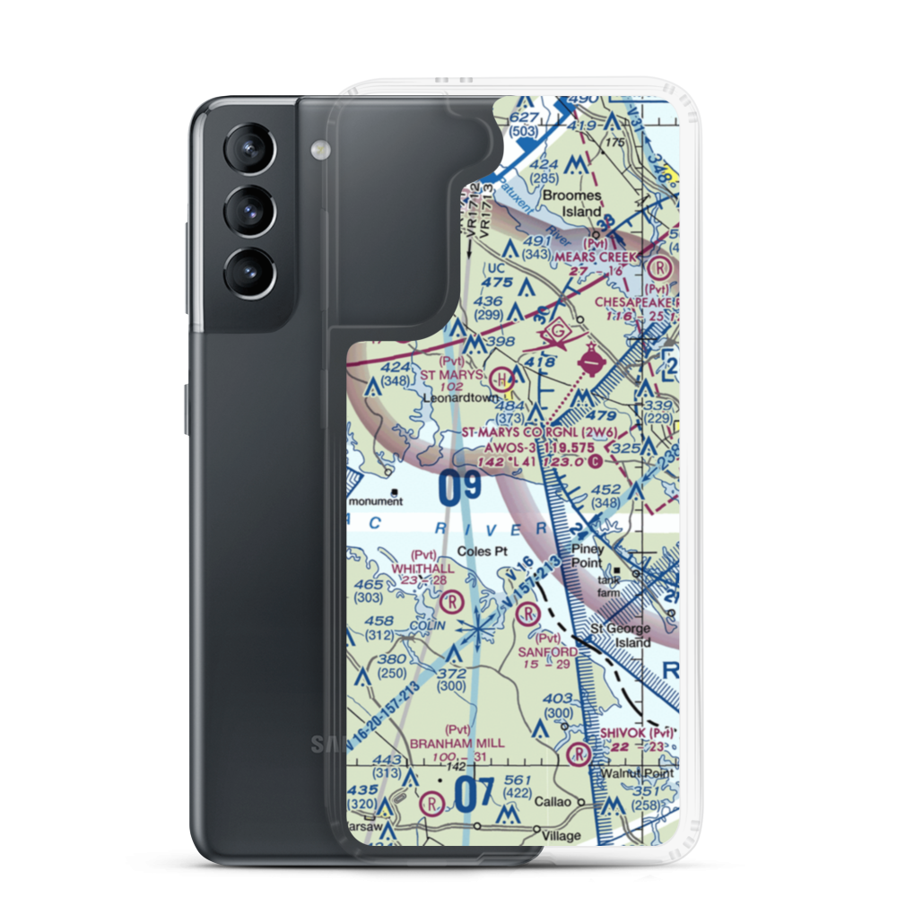 Hampton Airport (MD45) VFR Sectional Samsung Case Samsung Galaxy S21 model shown