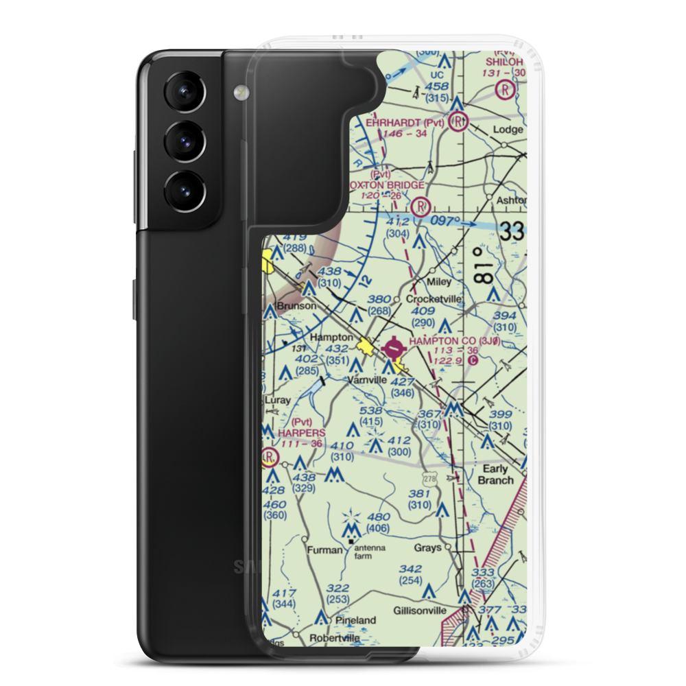 Hampton County Airport (3J0) VFR Sectional Samsung Case Samsung Galaxy S21 Plus model shown