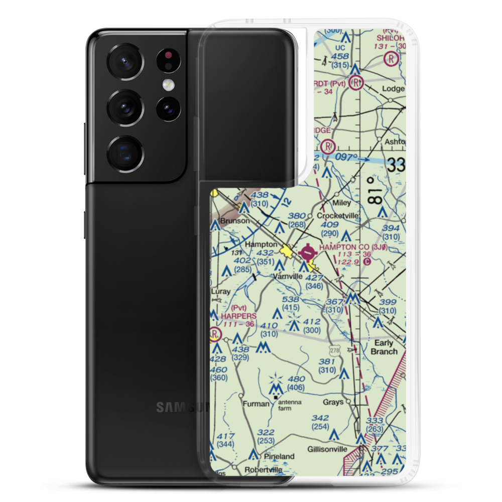 Hampton County Airport (3J0) VFR Sectional Samsung Case Samsung Galaxy S21 Ultra model shown