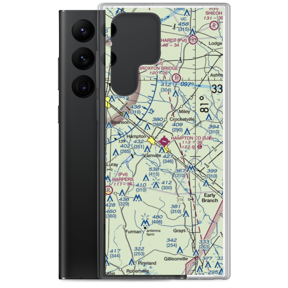 Hampton County Airport (3J0) VFR Sectional Samsung Case Samsung Galaxy S22 Ultra model shown