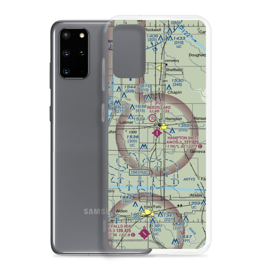 Hampton Municipal Airport (HPT) VFR Sectional Samsung Case Samsung Galaxy S20 Plus model shown