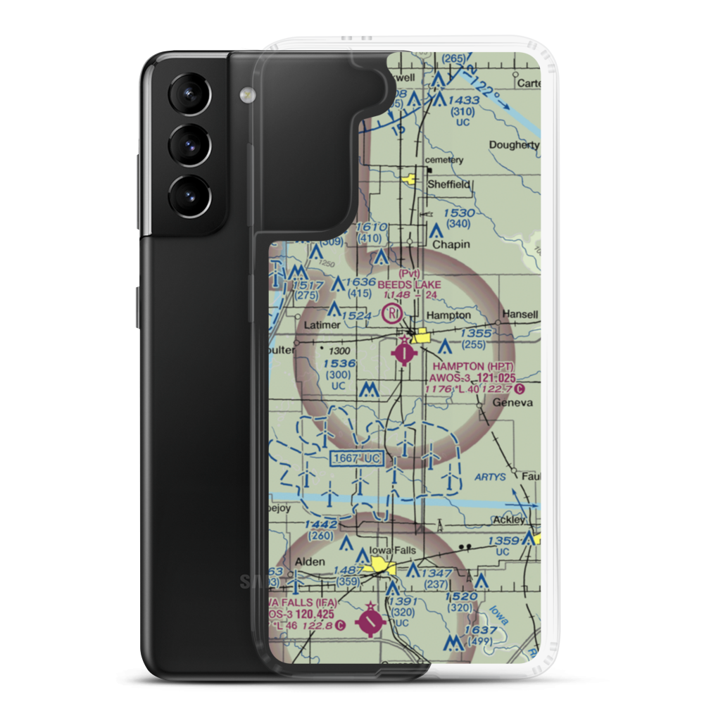 Hampton Municipal Airport (HPT) VFR Sectional Samsung Case Samsung Galaxy S21 Plus model shown