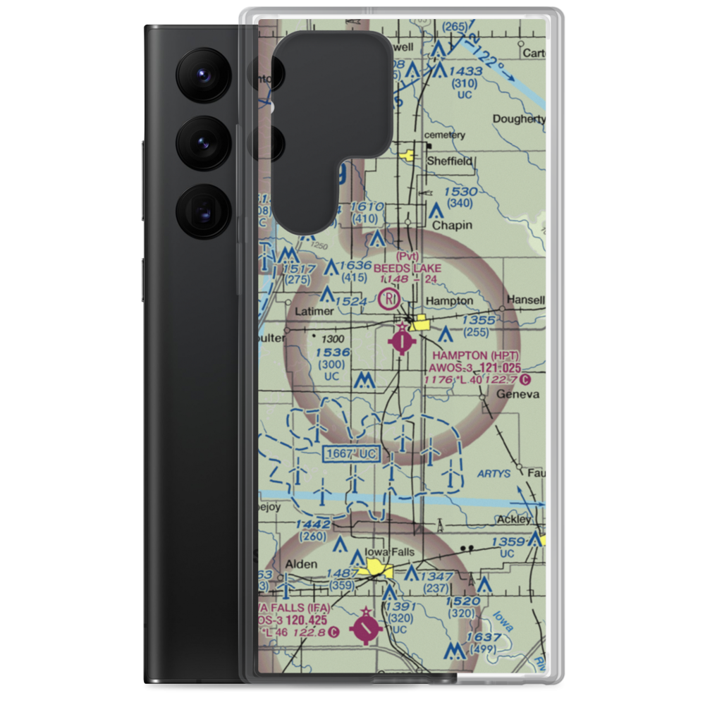 Hampton Municipal Airport (HPT) VFR Sectional Samsung Case Samsung Galaxy S22 Ultra model shown