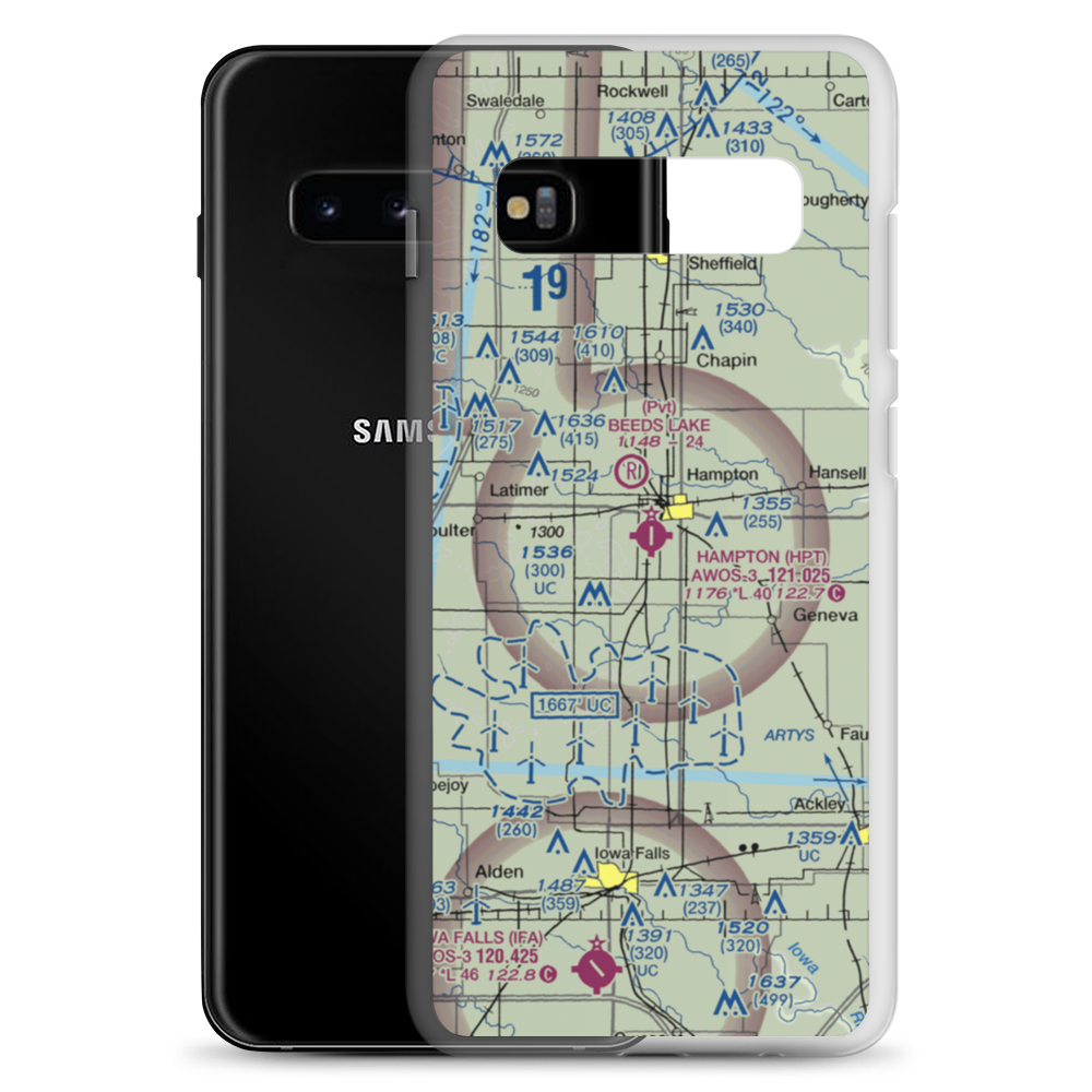Hampton Municipal Airport (HPT) VFR Sectional Samsung Case Samsung Galaxy S10+ model shown