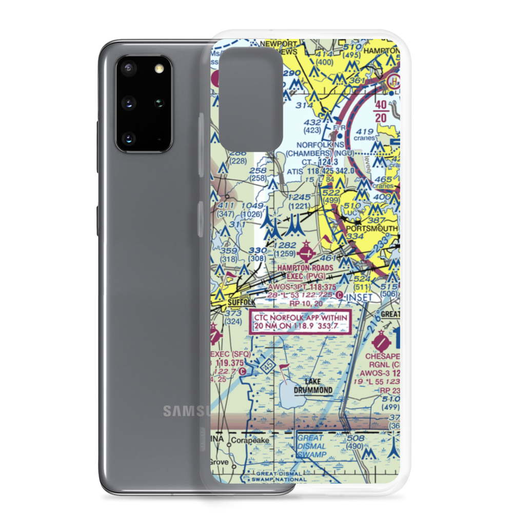Hampton Roads Executive Airport (PVG) VFR Sectional Samsung Case Samsung Galaxy S20 Plus model shown