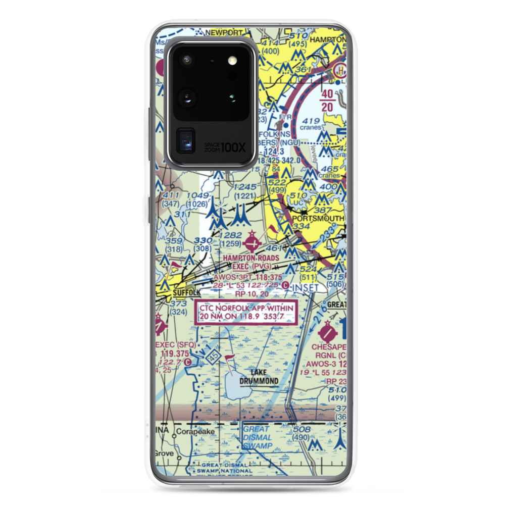 Hampton Roads Executive Airport (PVG) VFR Sectional Samsung Case Samsung Galaxy S20 Ultra model shown