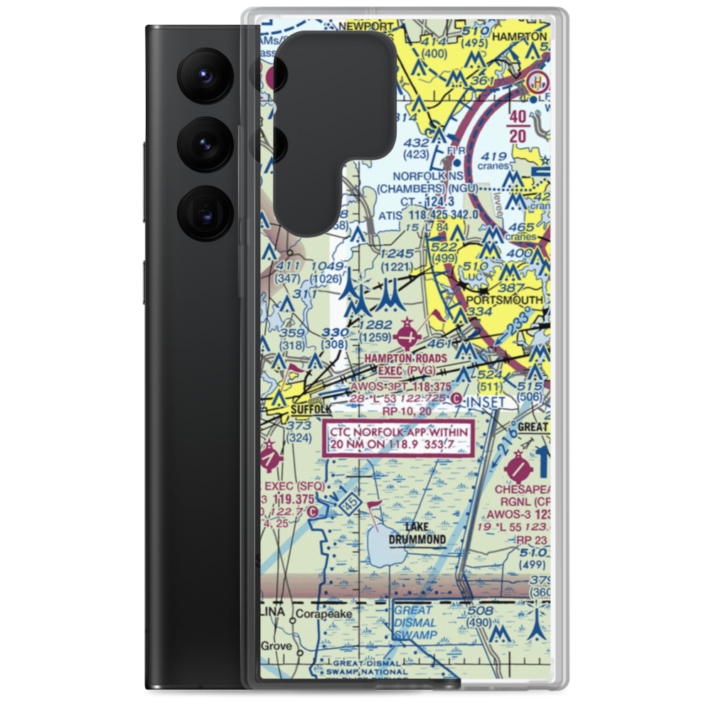 Hampton Roads Executive Airport (PVG) VFR Sectional Samsung Case Samsung Galaxy S22 Ultra model shown
