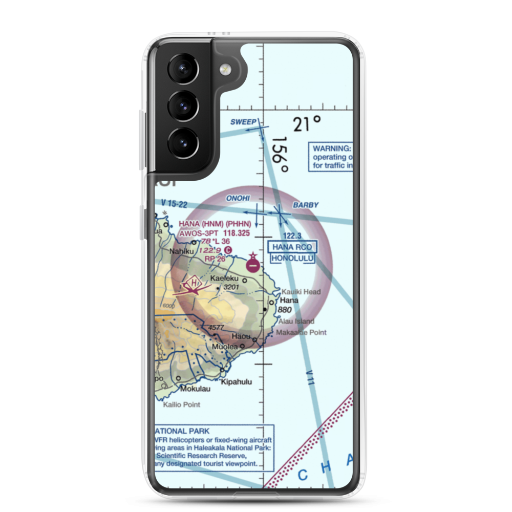 Hana Airport (HNM) VFR Sectional Samsung Case Samsung Galaxy S21 Plus model shown