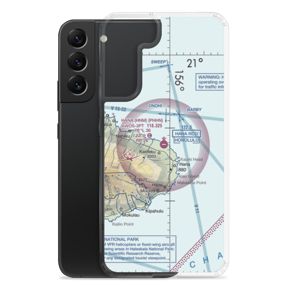 Hana Airport (HNM) VFR Sectional Samsung Case Samsung Galaxy S22 Plus model shown