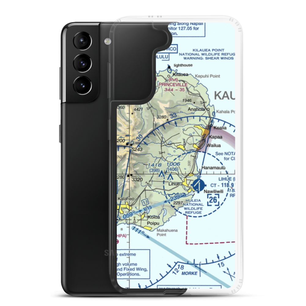 Hanamaulu Airstrip (HI03) VFR Sectional Samsung Case Samsung Galaxy S21 Plus model shown