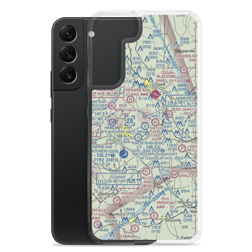 Hanchey Army (Fort Rucker) Heliport (HEY) VFR Sectional Samsung Case Samsung Galaxy S22 Plus model shown