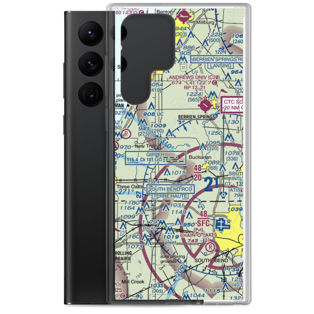 Hancock Airport (6MI6) VFR Sectional Samsung Case Samsung Galaxy S22 Ultra model shown