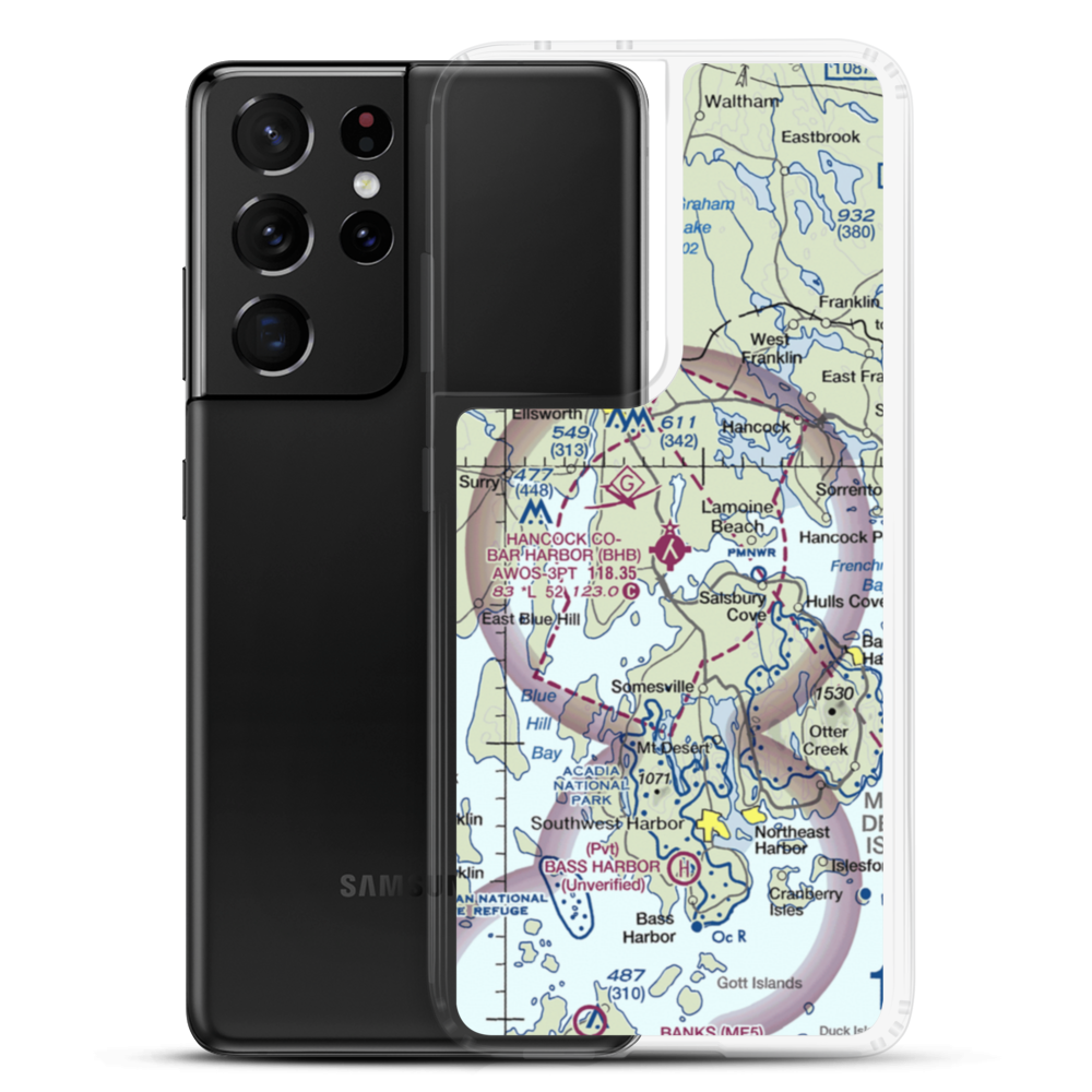 Hancock County-Bar Harbor Airport (BHB) VFR Sectional Samsung Case Samsung Galaxy S21 Ultra model shown