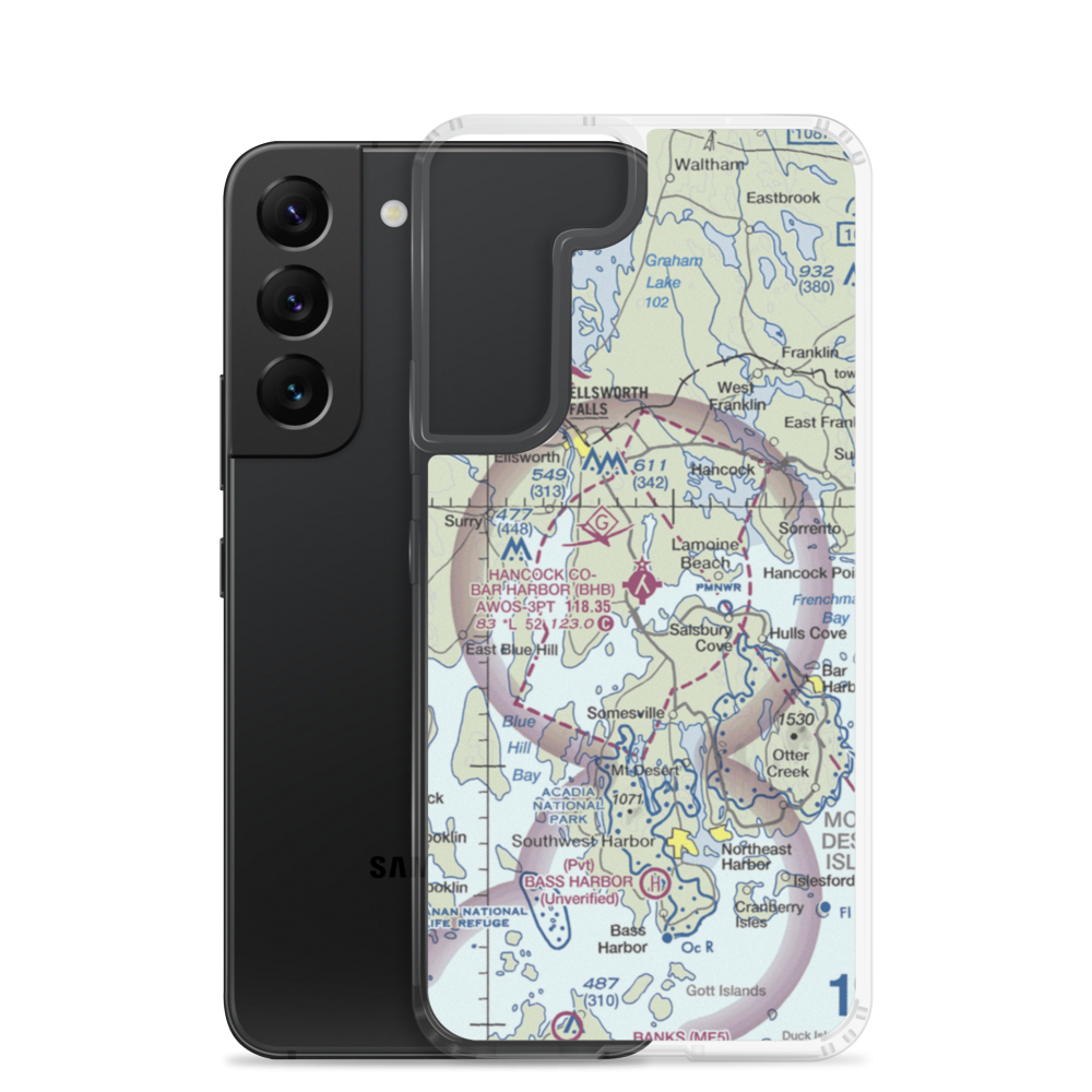 Hancock County-Bar Harbor Airport (BHB) VFR Sectional Samsung Case Samsung Galaxy S22 model shown